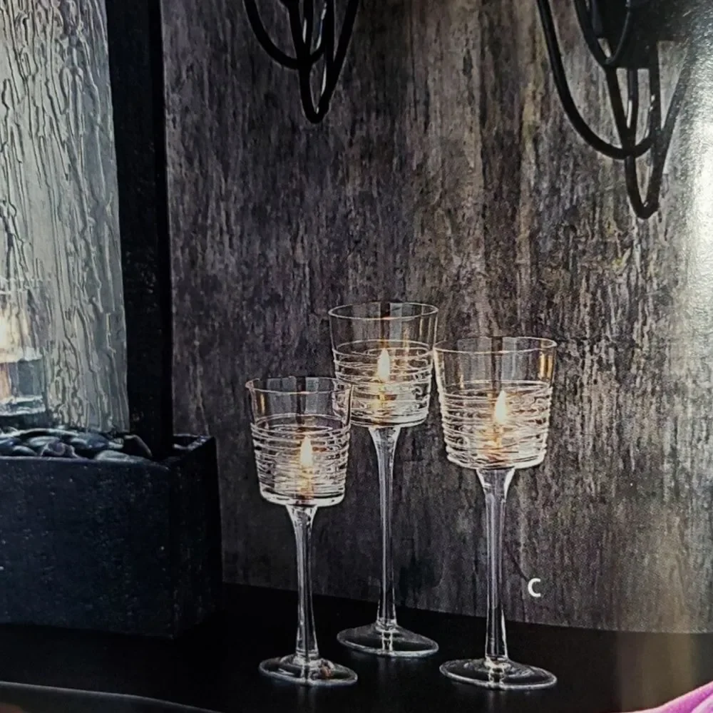 🔸️🔸️NIB PartyLite Clear Lines Votive Holder Trio - Picture 13 of 15